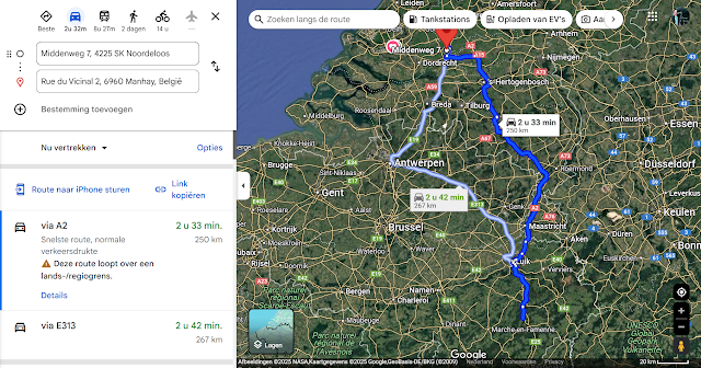 Afstand Manhay naar project Transport